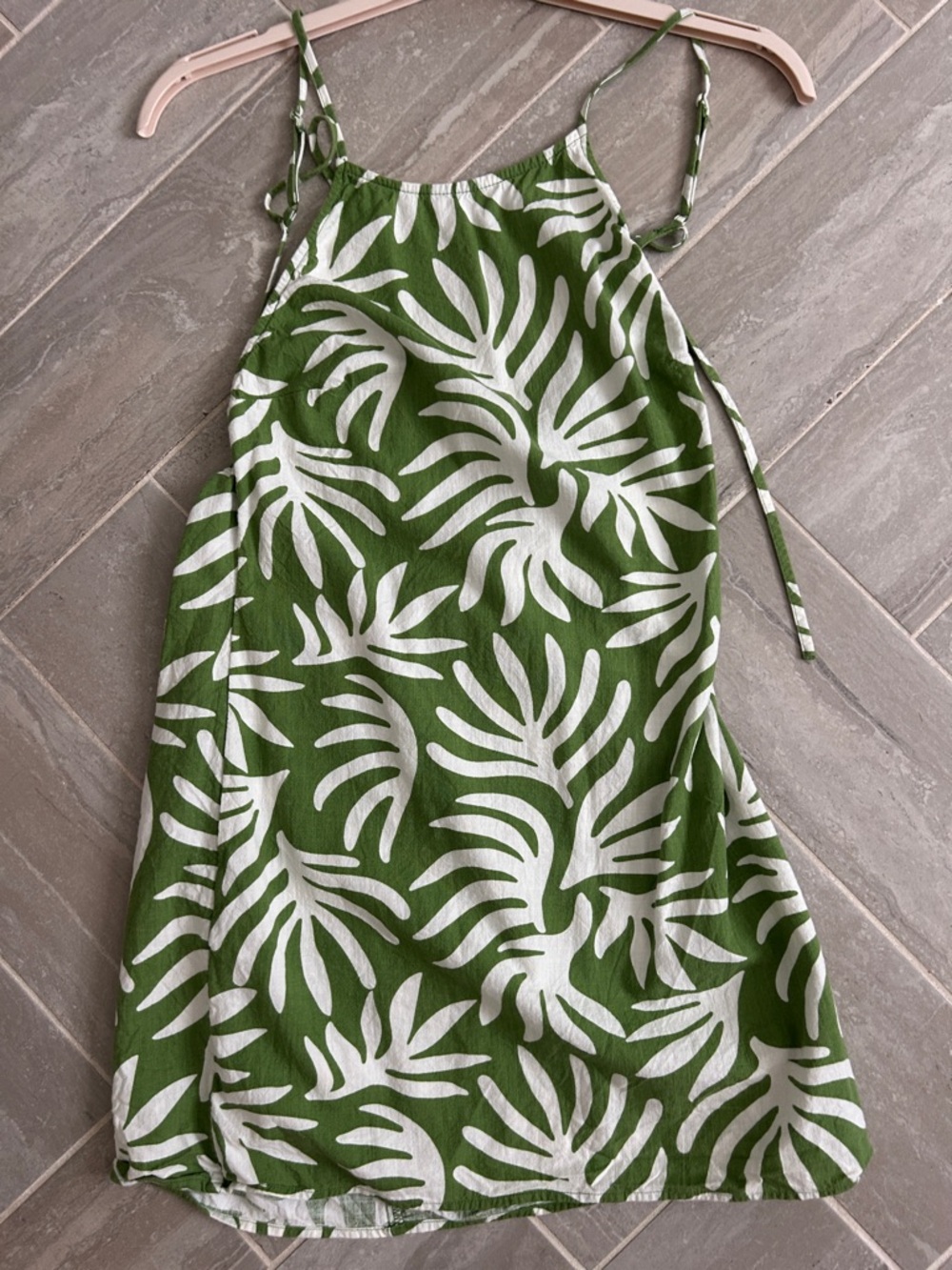 a new day Green and White Tropical Print Mini Dress